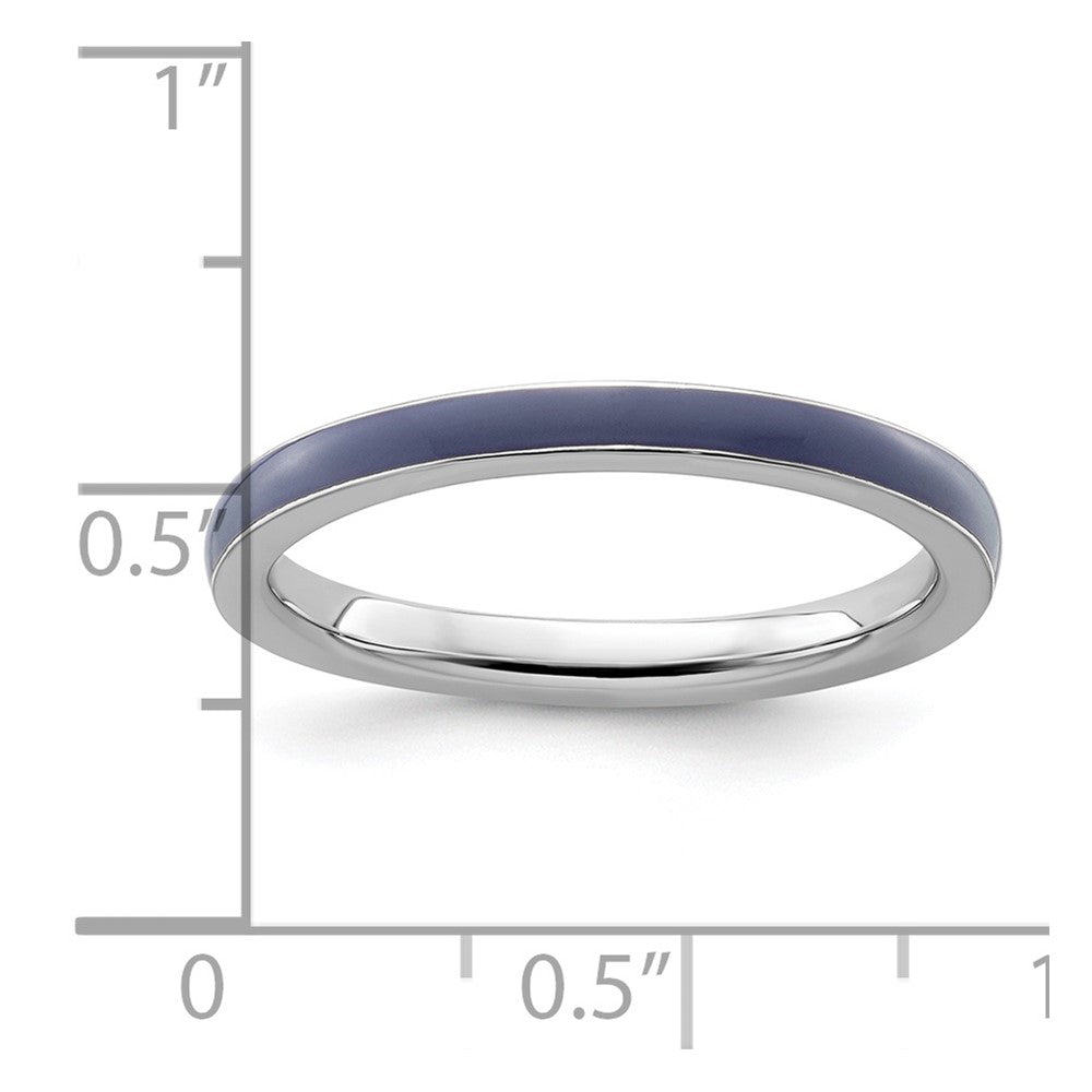 Sterling Silver Stackable Expressions Purple Enameled 2.25mm Ring Size -7