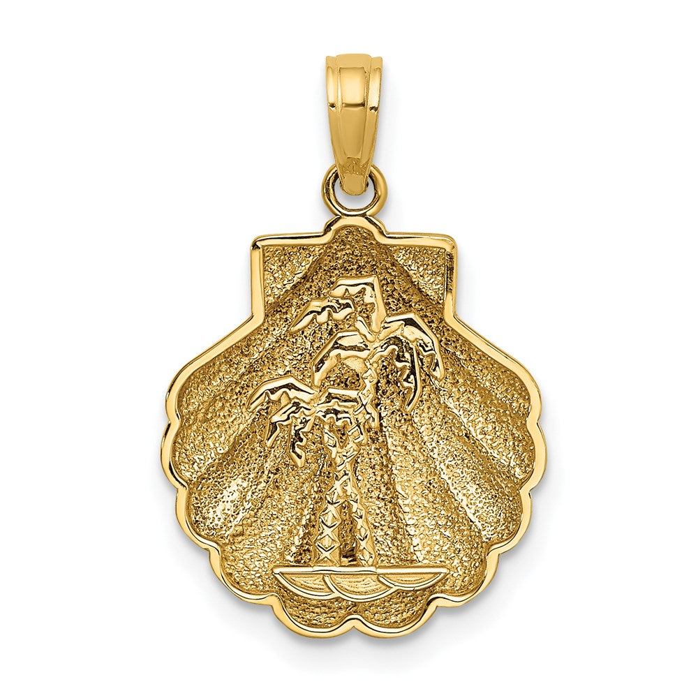 14K Reversible Palm Trees in Shell Charm
