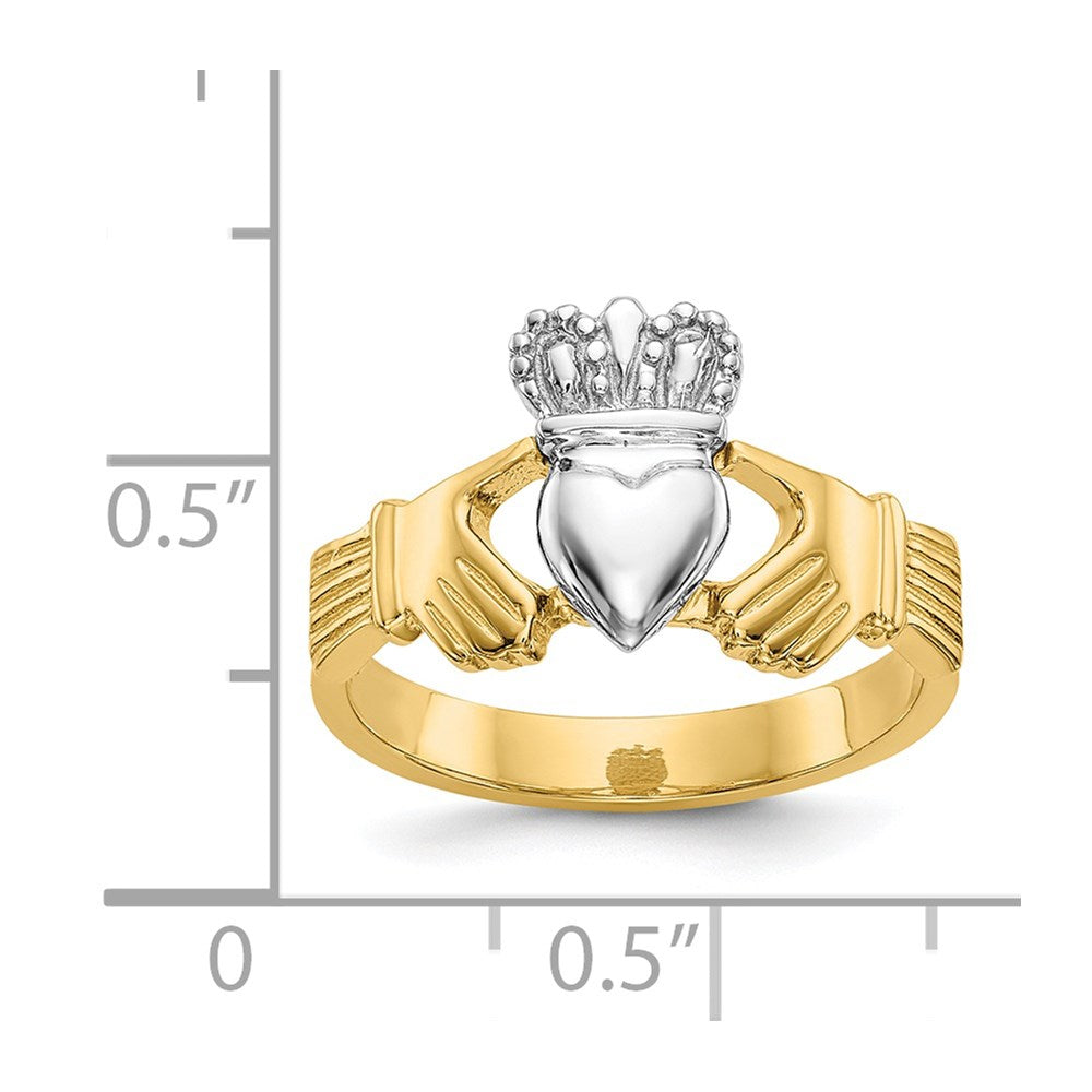 14k Two-tone Polished Claddagh Ring Size 6
