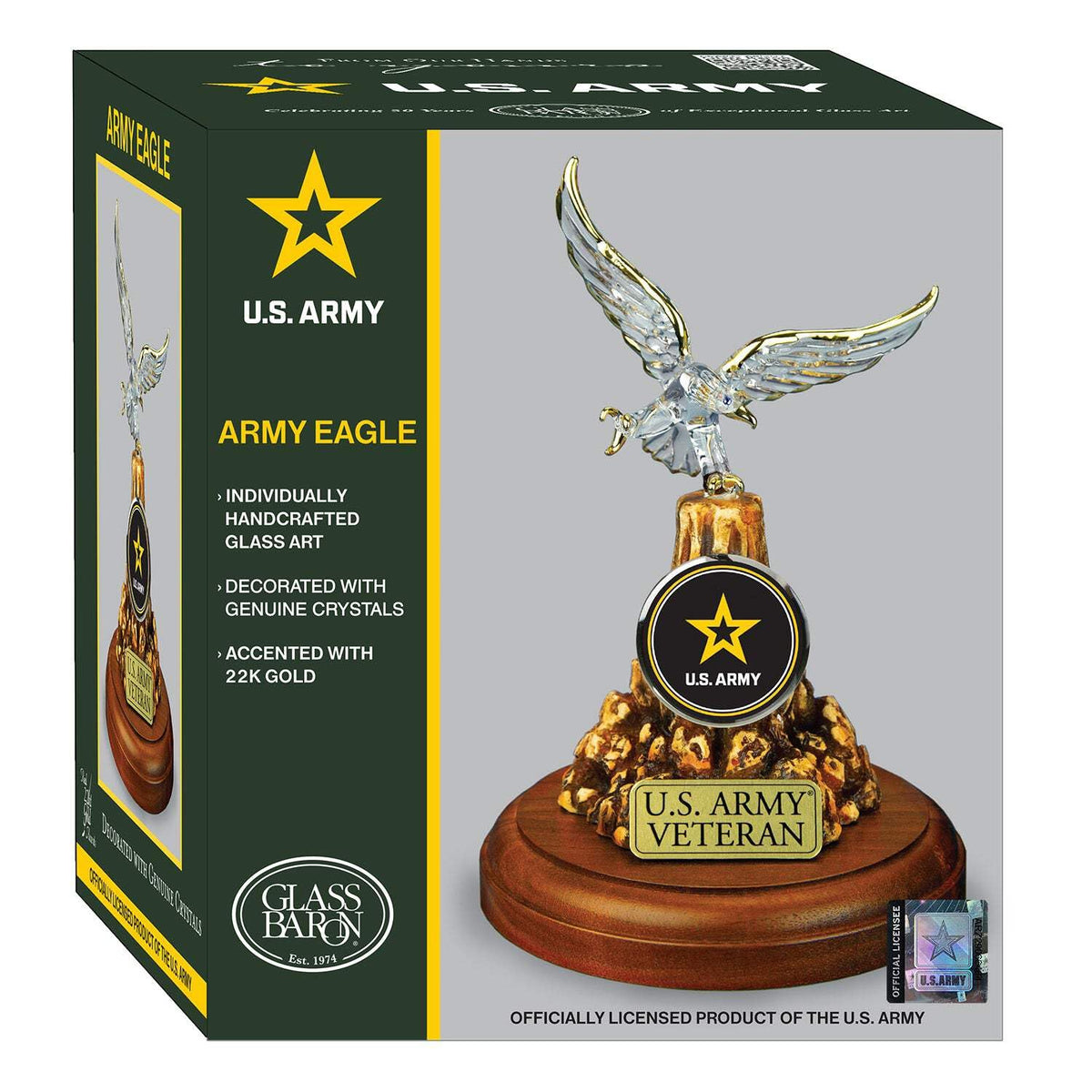 Glass Baron US ARMY VETERAN with Eagle Glass Figurine