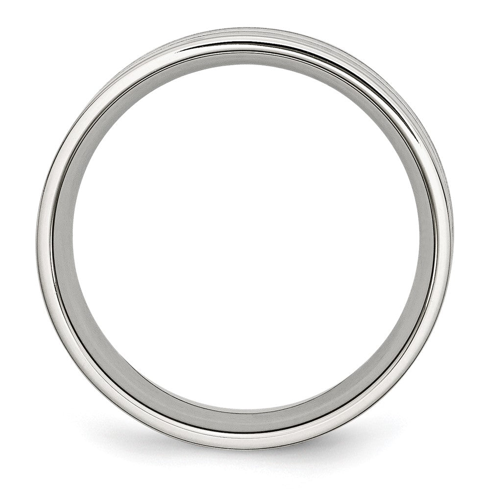 Stainless Steel Polished Double Row Black Carbon Fiber Inlay 8mm Band Size - 10