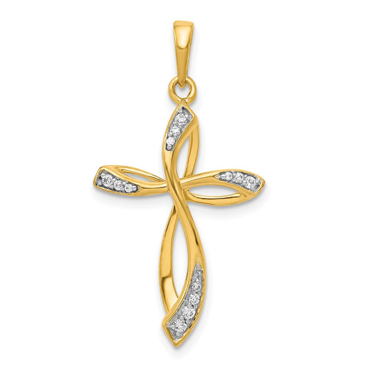 14k 1/15 carat Lab Grown Diamond VS/SI+ G+ Cross Pendant