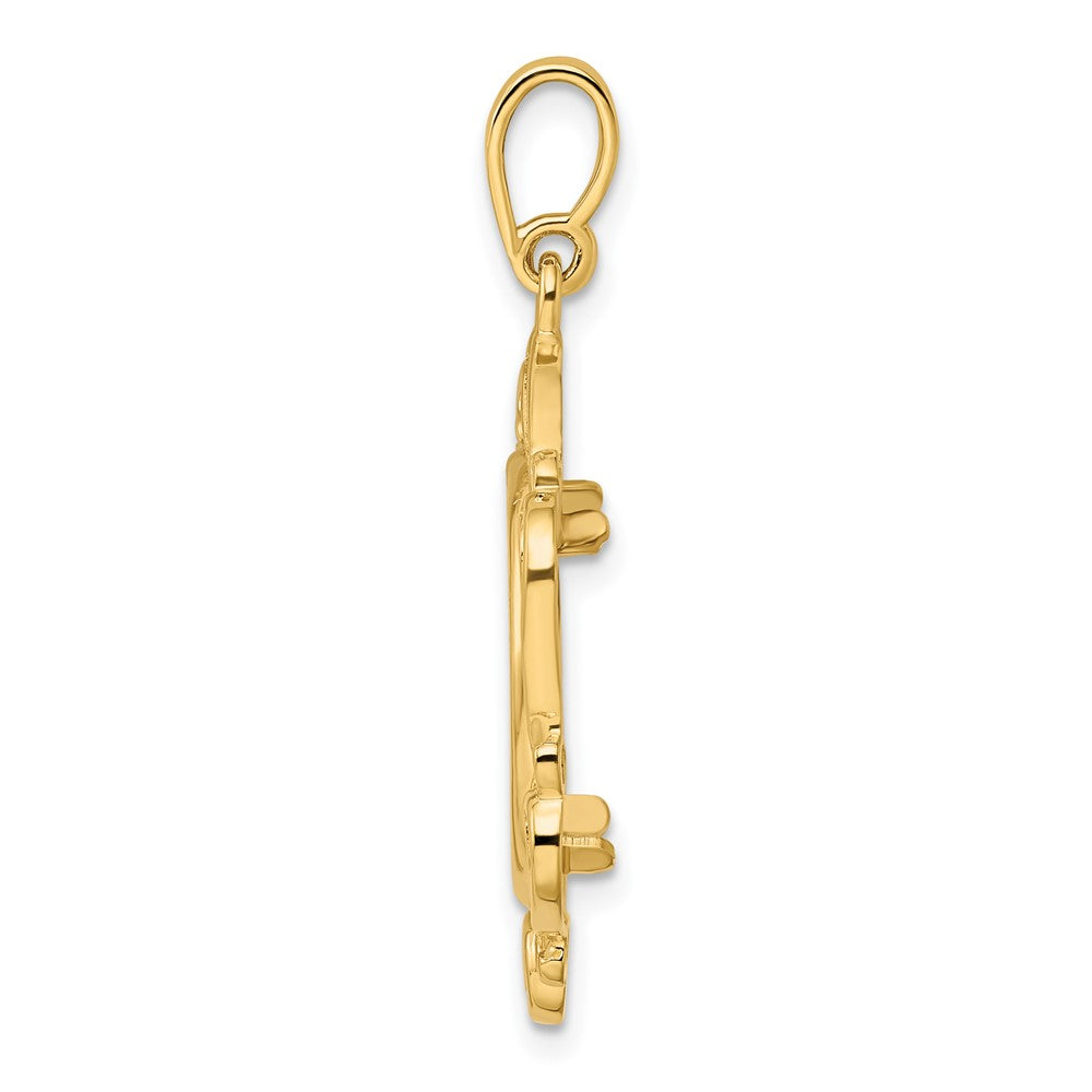 Wideband Distinguished Coin Jewelry 14k Polished Curved Scroll 16.0mm Prong Coin Bezel Pendant