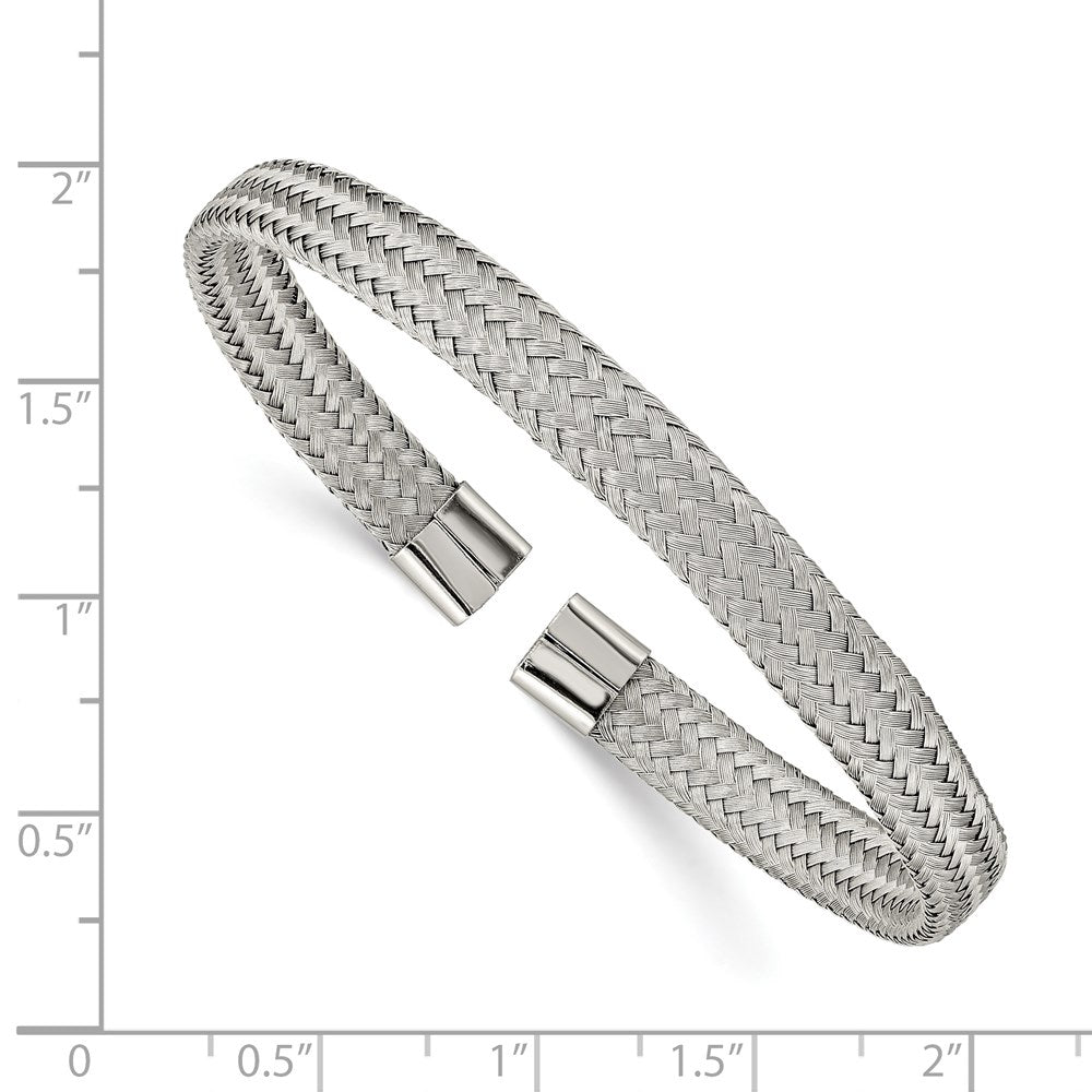 Stainless Steel Polished 6mm Mesh Wire Cuff Bangle 7 inches