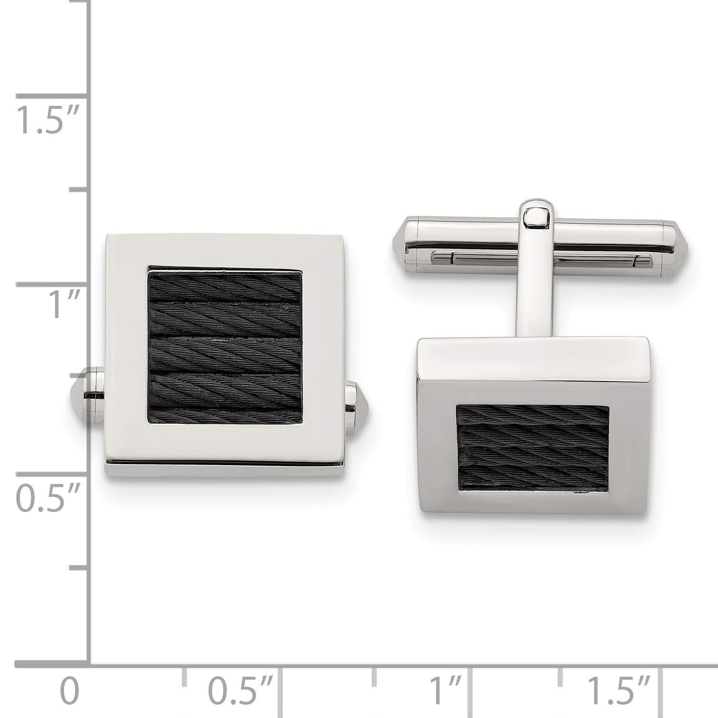 Stainless Steel Polished Black IP-plated Wire Cuff Links