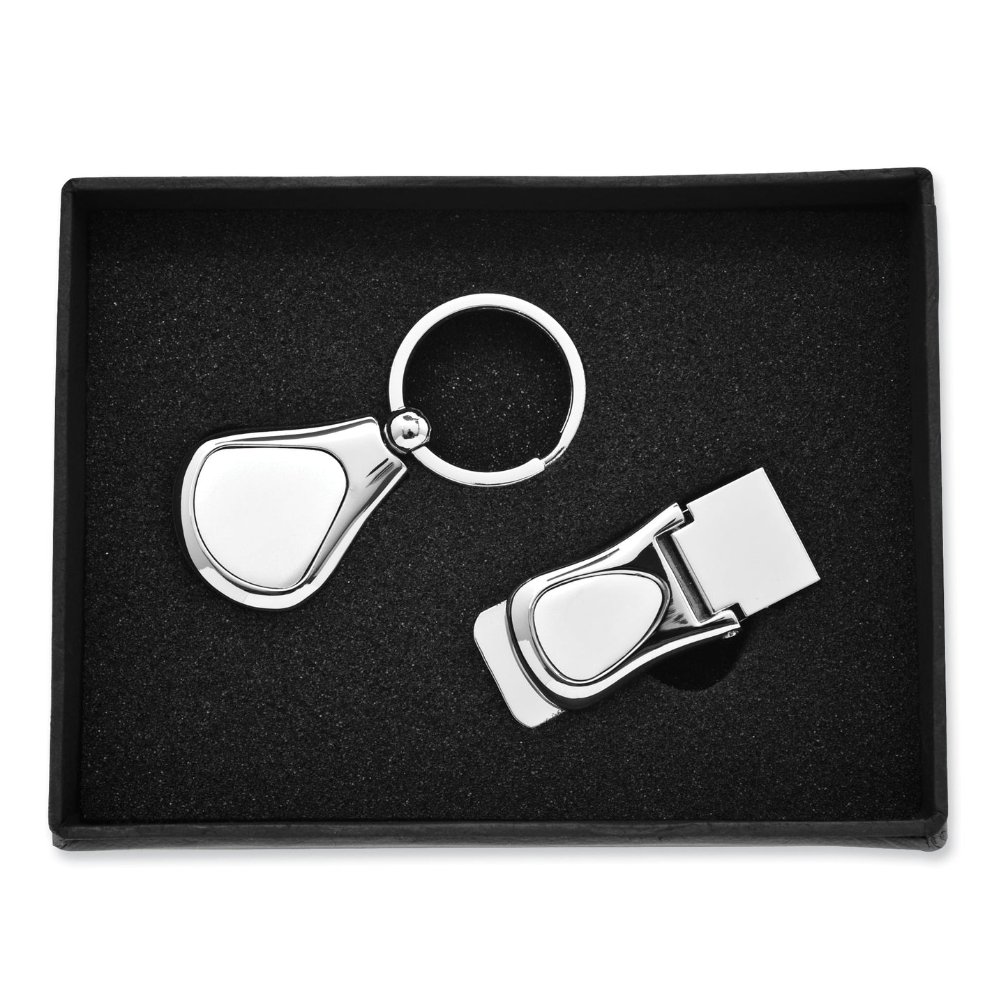 Nickel-plated Engravable Key Ring and Money Clip Set QGL8808