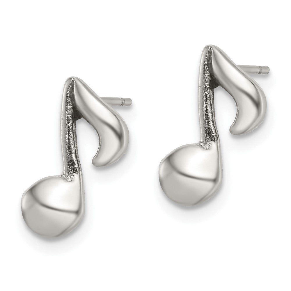 Stainless Steel Polished Music Note Post Earrings