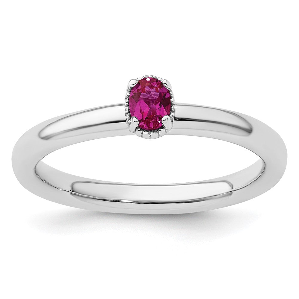 Sterling Silver Stackable Expressions Created Ruby Single Stone Ring Size -10