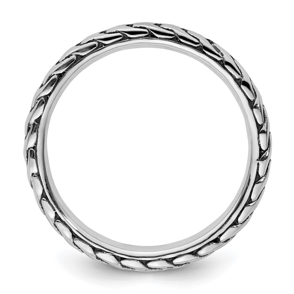 Sterling Silver Stackable Expressions Antiqued Ring Size -10