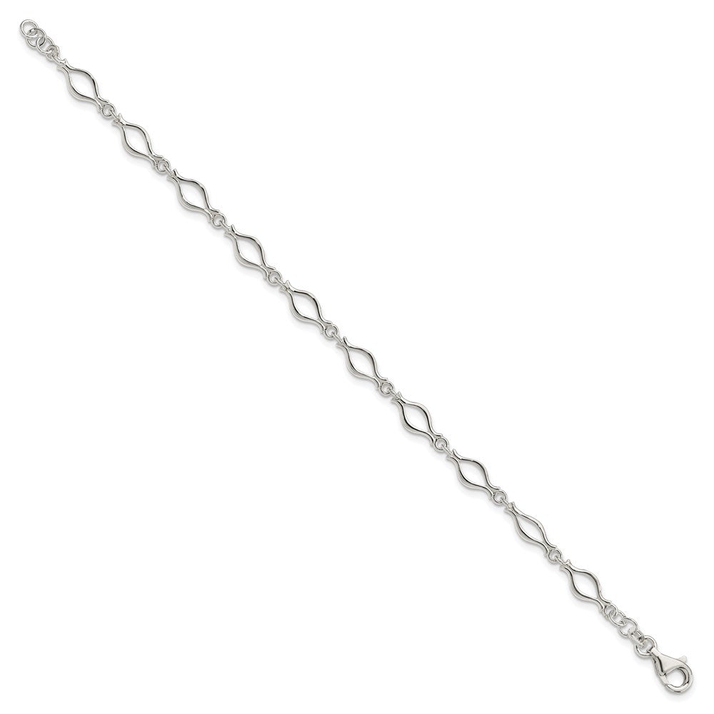 Sterling Silver 5mm Fancy Link Bracelet 7.25 inches