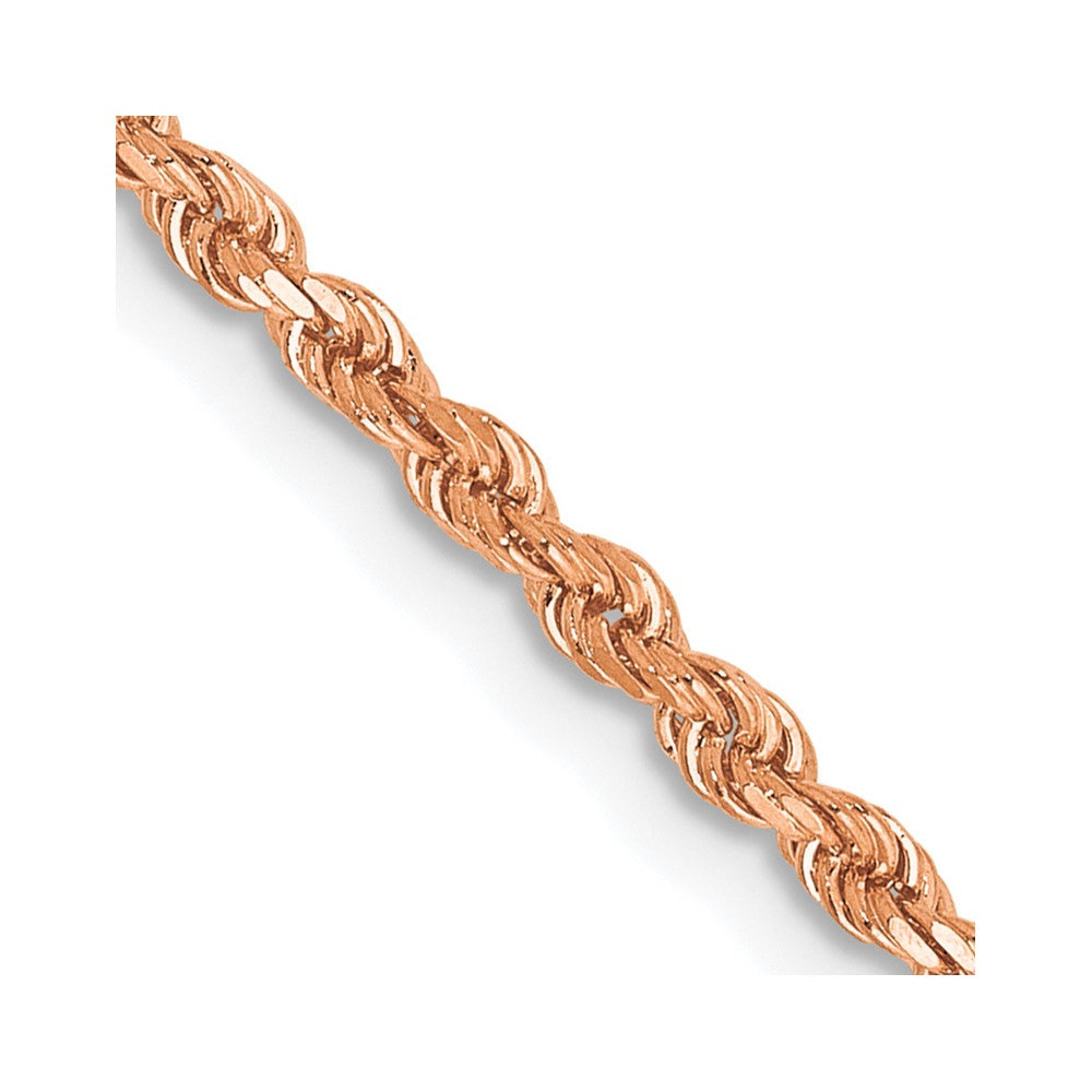 14K Rose Gold 18 inch 2mm Diamond-cut Rope with Lobster Clasp Chain