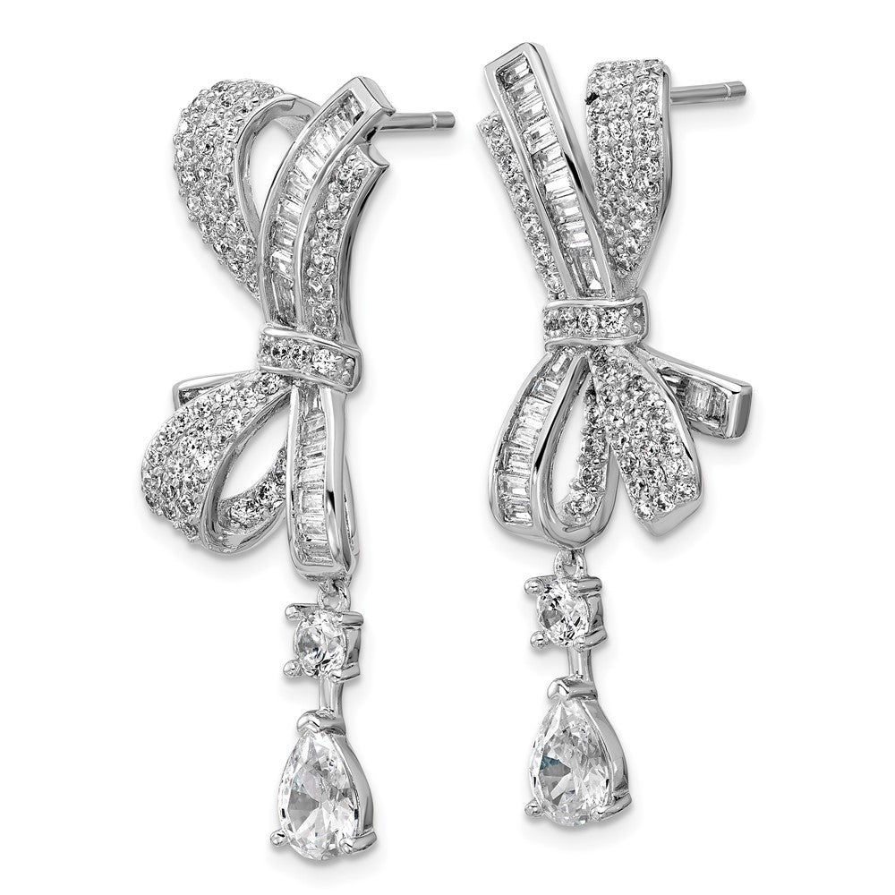 Sterling Silver Rhodium-plated Polished Latin Cross Threader Earrings