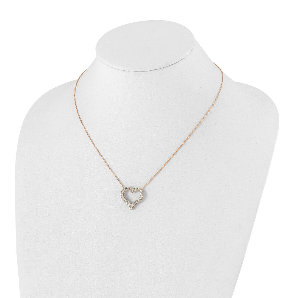 True Origin 14k Rose Gold 1 1/2 carat Lab Grown Diamond VS DEF 18 inch Open Heart Pendant Necklace