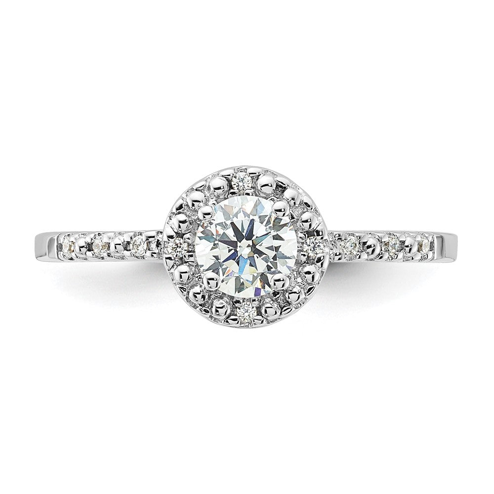 Sterling Silver Rhodium-plated Diamonore Circle Halo Ring