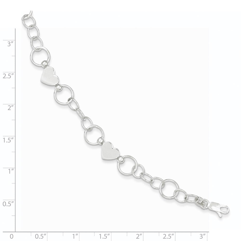 Sterling Silver Heart Bracelet 7.5 inches