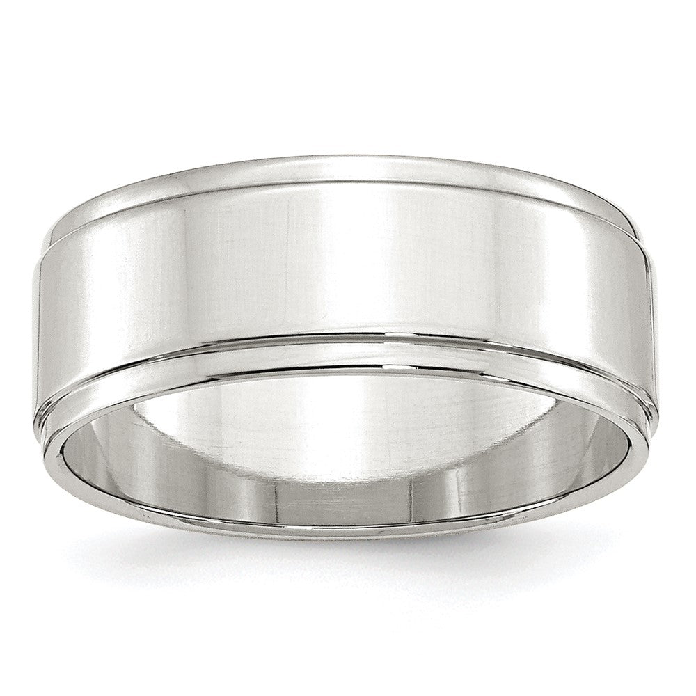 Sterling Silver 8mm Flat with Step Edge Size 10.5 Band