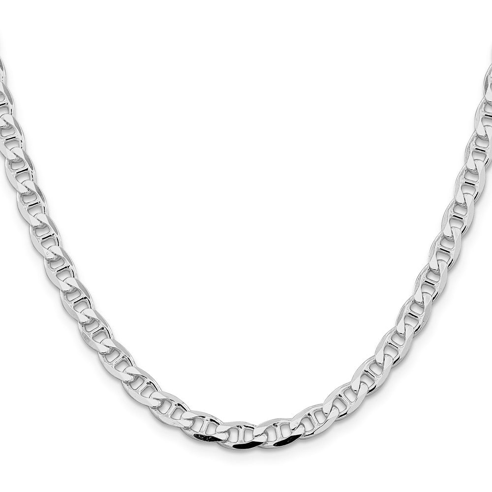 Sterling Silver Rhodium-plated 5.7mm D/C Flat Anchor Curb Chain 22 Inches