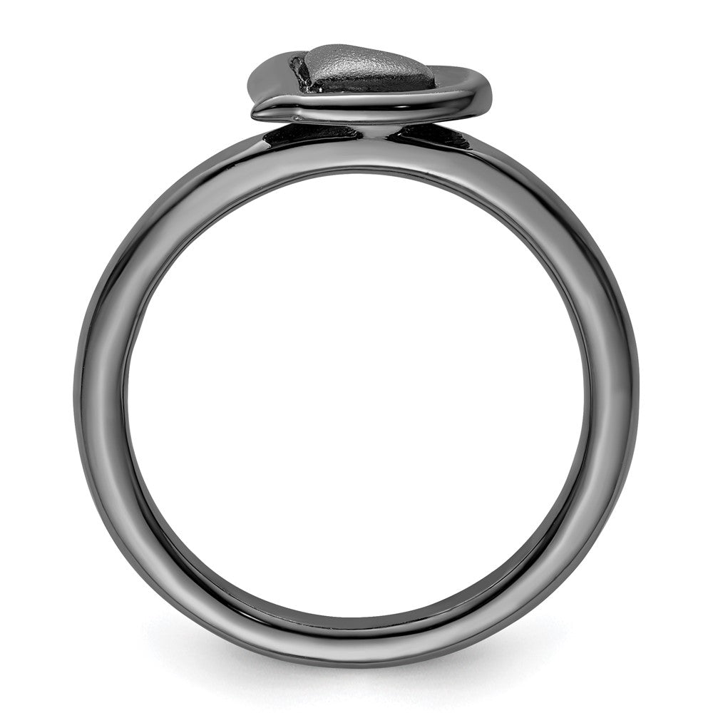 Sterling Silver Stackable Expressions Black-plated Heart Ring Size -6