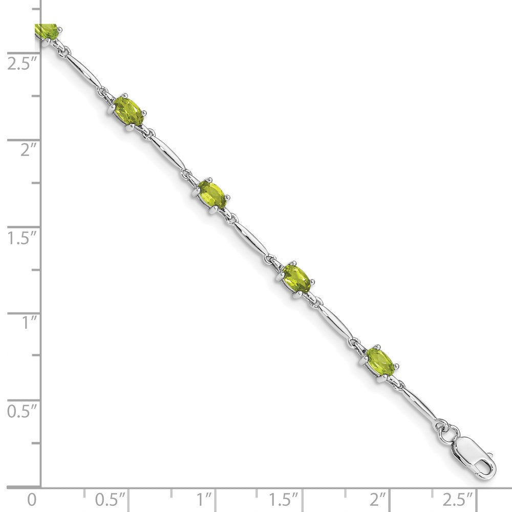 Sterling Silver Rhodium-plated Peridot Bracelet 7 inches