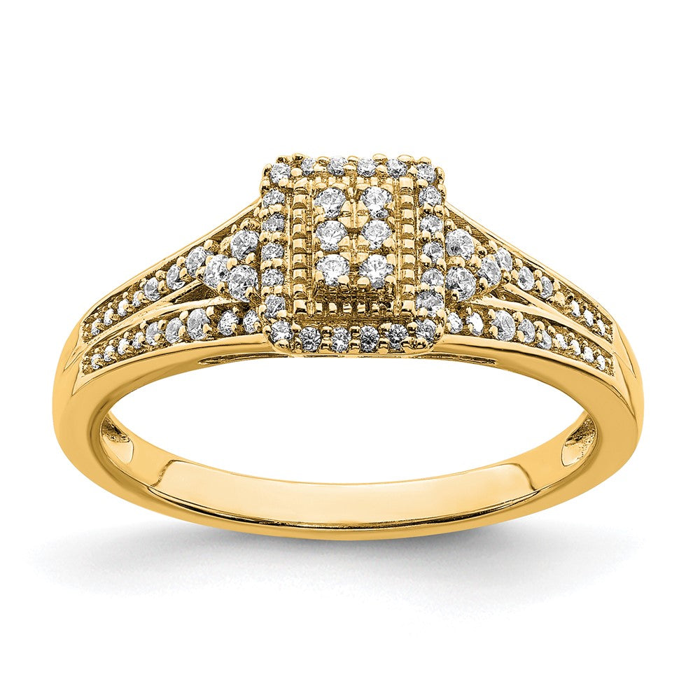 10k Yellow Gold Diamond Cluster Complete Engagement Ring