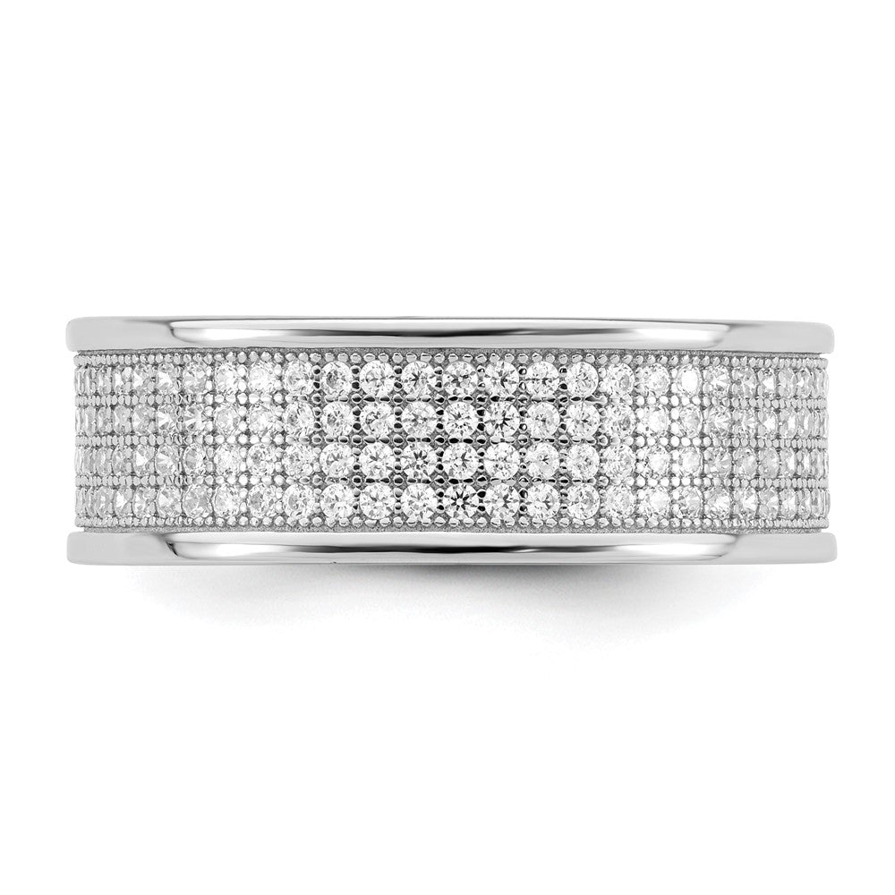 Sterling Silver Rhodium-plated Pave CZ Eternity Band