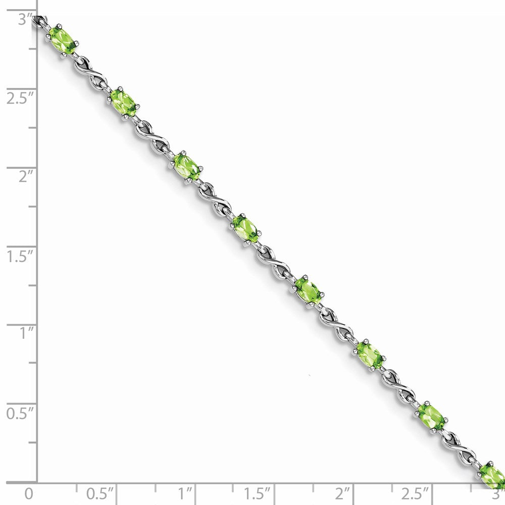 Sterling Silver Rhodium-plated Peridot Bracelet 7 inches