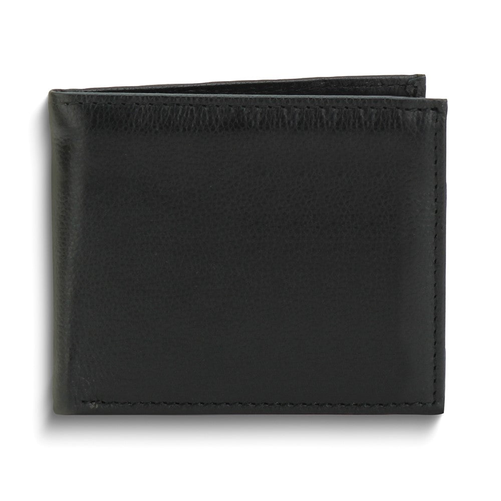 Black Cowhide Leather RFID Blocking Slim Bifold Wallet