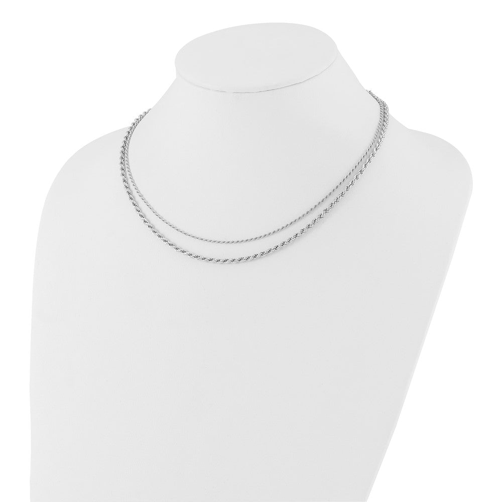 Sterling Silver RH-plated Polished 2-Strand with 1.5in ext. Neckla