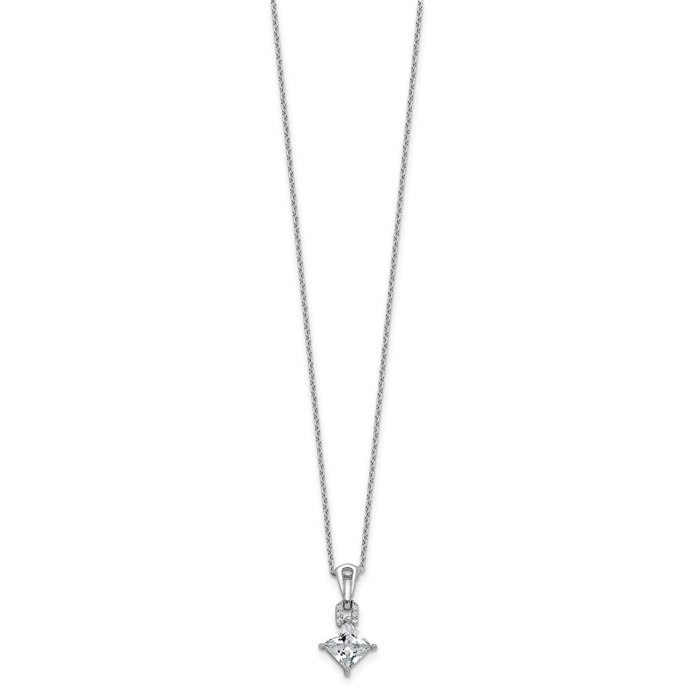 Cheryl M Sterling Silver Rhodium-plated Polished Fancy CZ Link with 2 Inch Extension Necklace 18 Inches