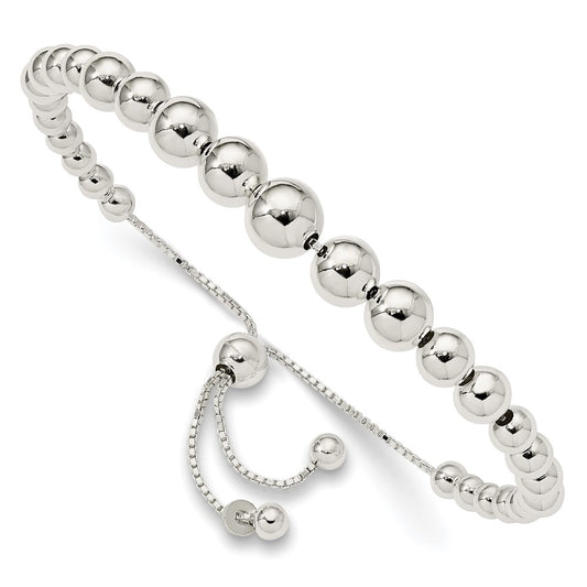 Sterling Silver Graduated Beads Adjustable Bracelet 8.5 inches