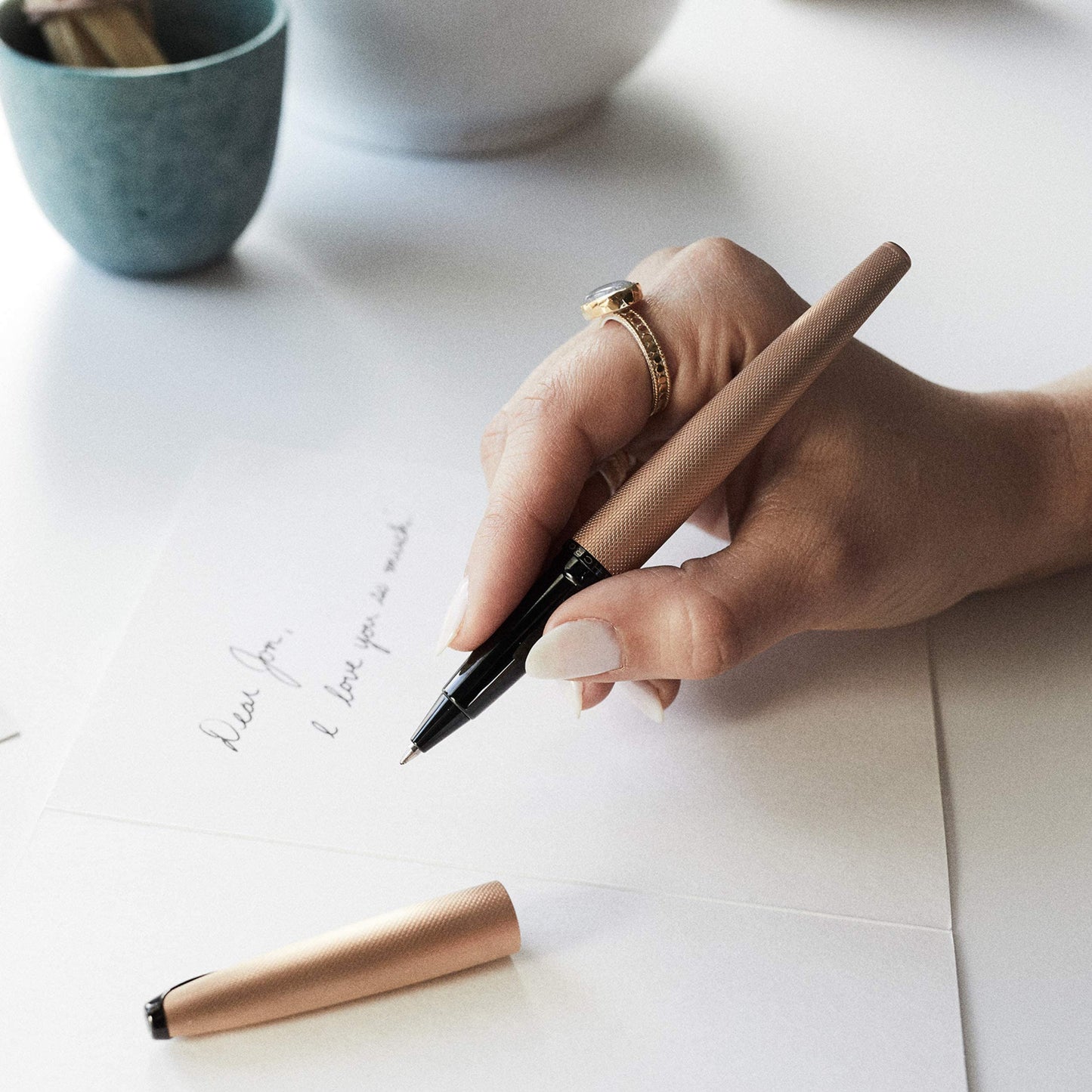 Cross ATX Brushed Metallic Refillable Fountain Pen, Medium Nib, Includes Premium Gift Box - Brushed Rose Gold