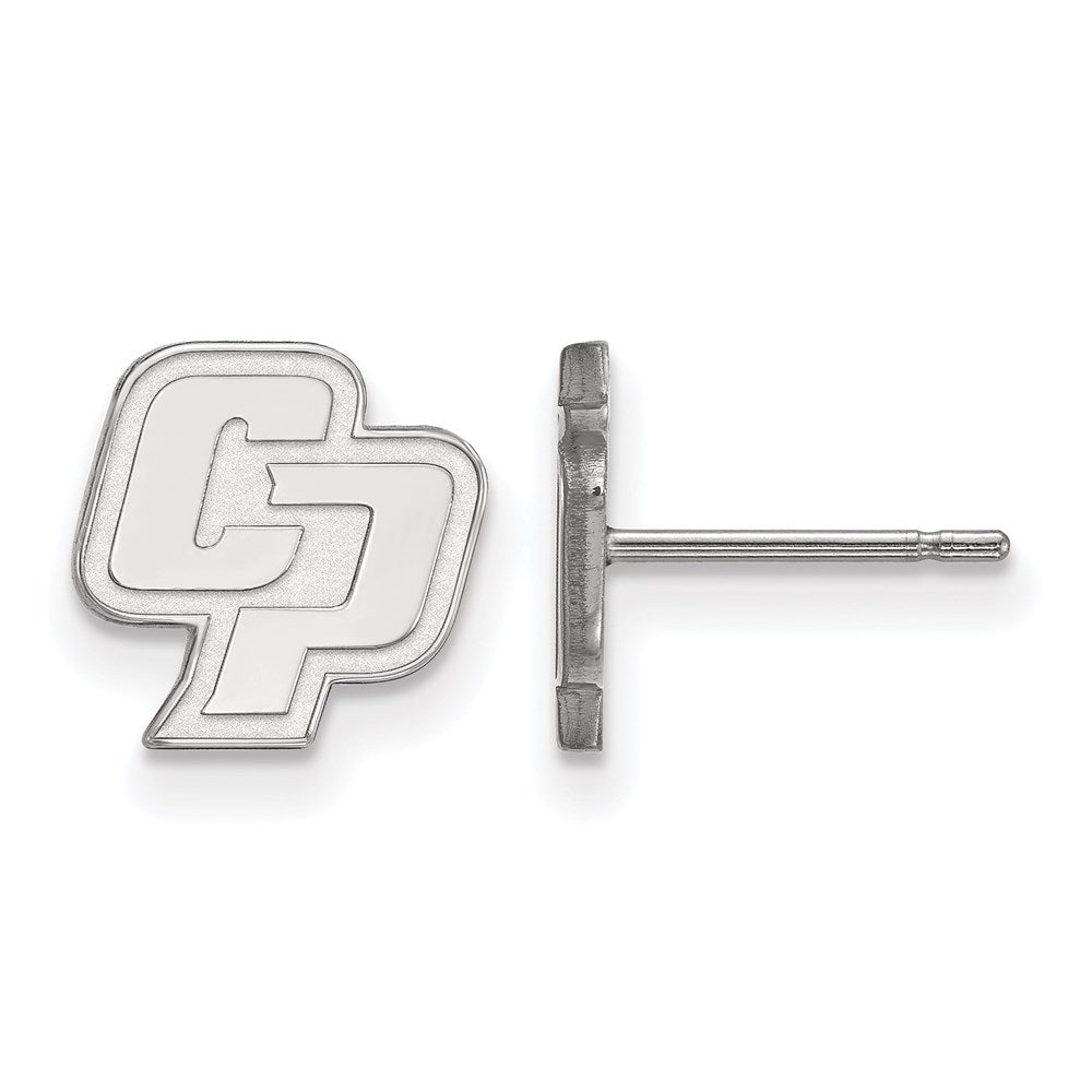 Sterling Silver Rhodium-plated LogoArt California Polytechnic State University C-P Extra Small Post Earrings