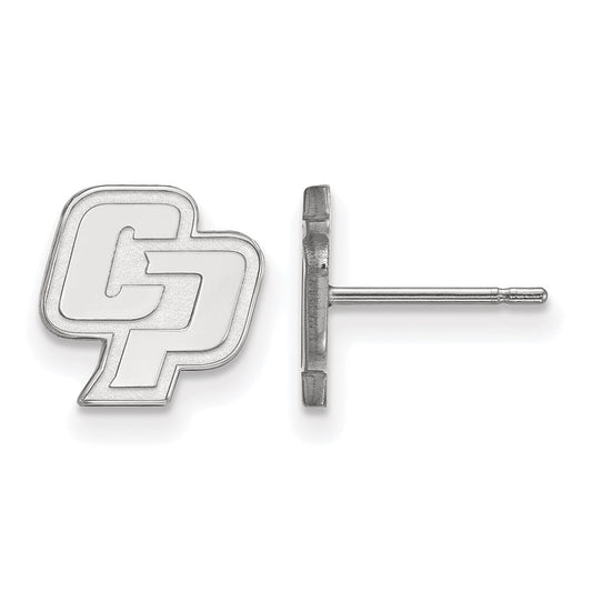 Sterling Silver Rhodium-plated LogoArt California Polytechnic State University C-P Extra Small Post Earrings