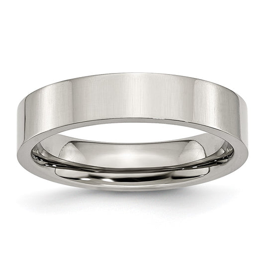 Stainless Steel Polished 5mm Flat Band Size - 6