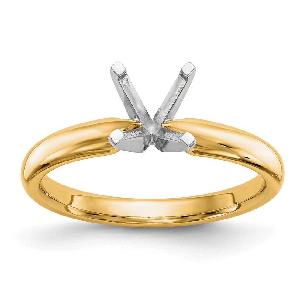14k Two-Tone 1/2 carat Medium-Weight Comfort-Fit 4-Prong Round Solitaire Ring Mounting