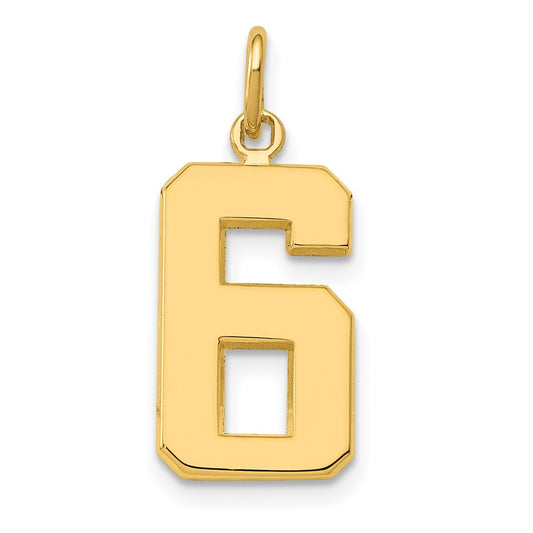 10k Medium Polished Number 6 Charm