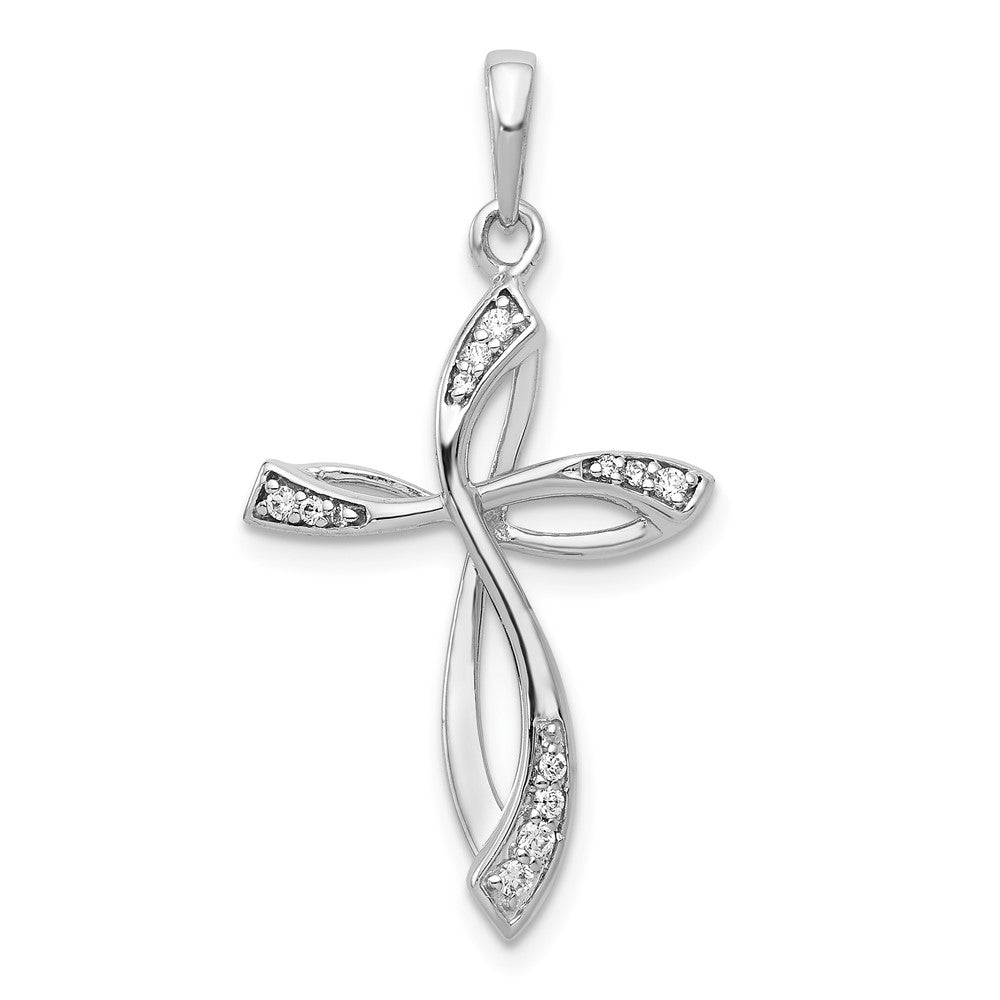 14k White Gold 1/15 carat Lab Grown Diamond VS/SI+ G+ Cross Pendant