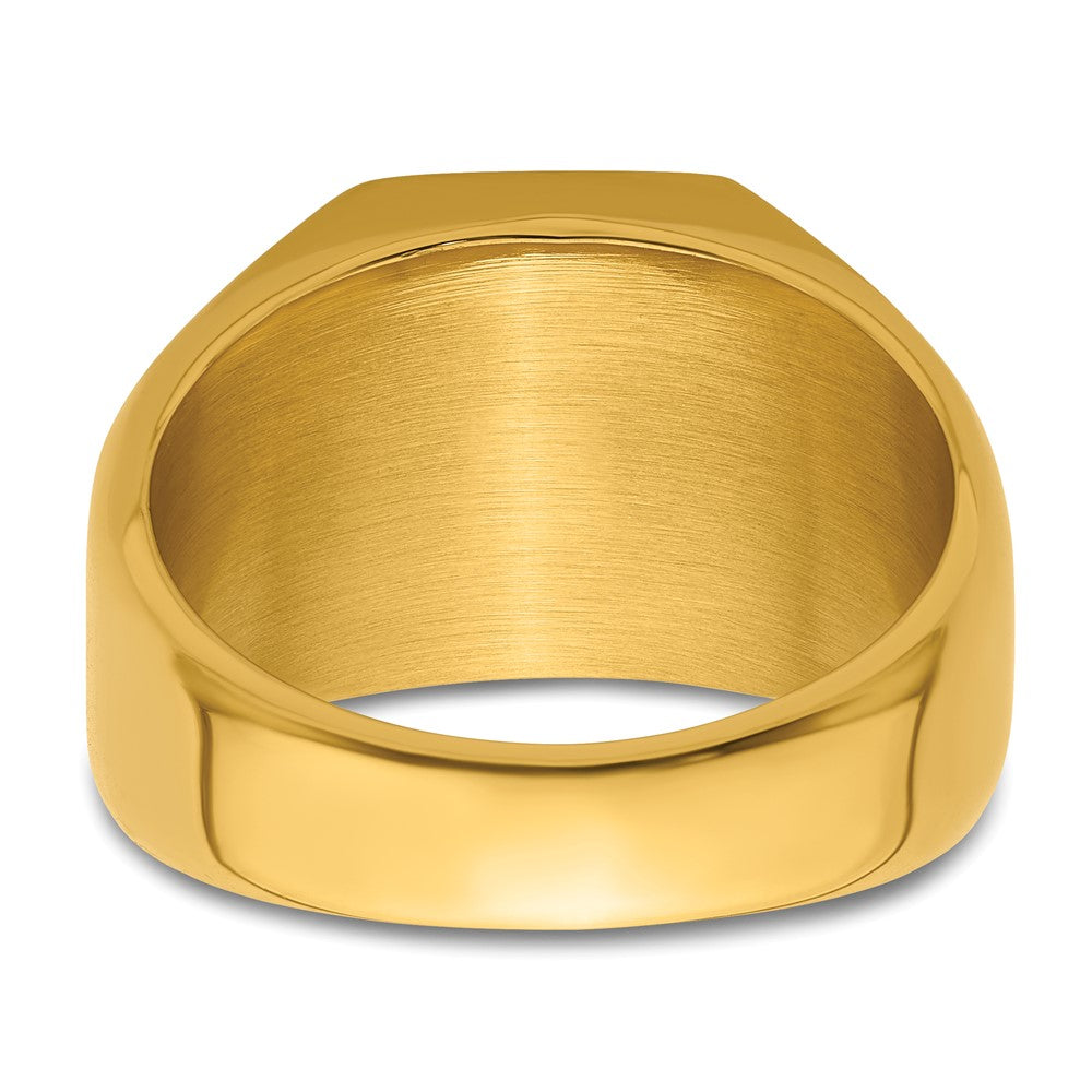 Stainless Steel Polished Yellow IP-plated Signet Ring Size - 10