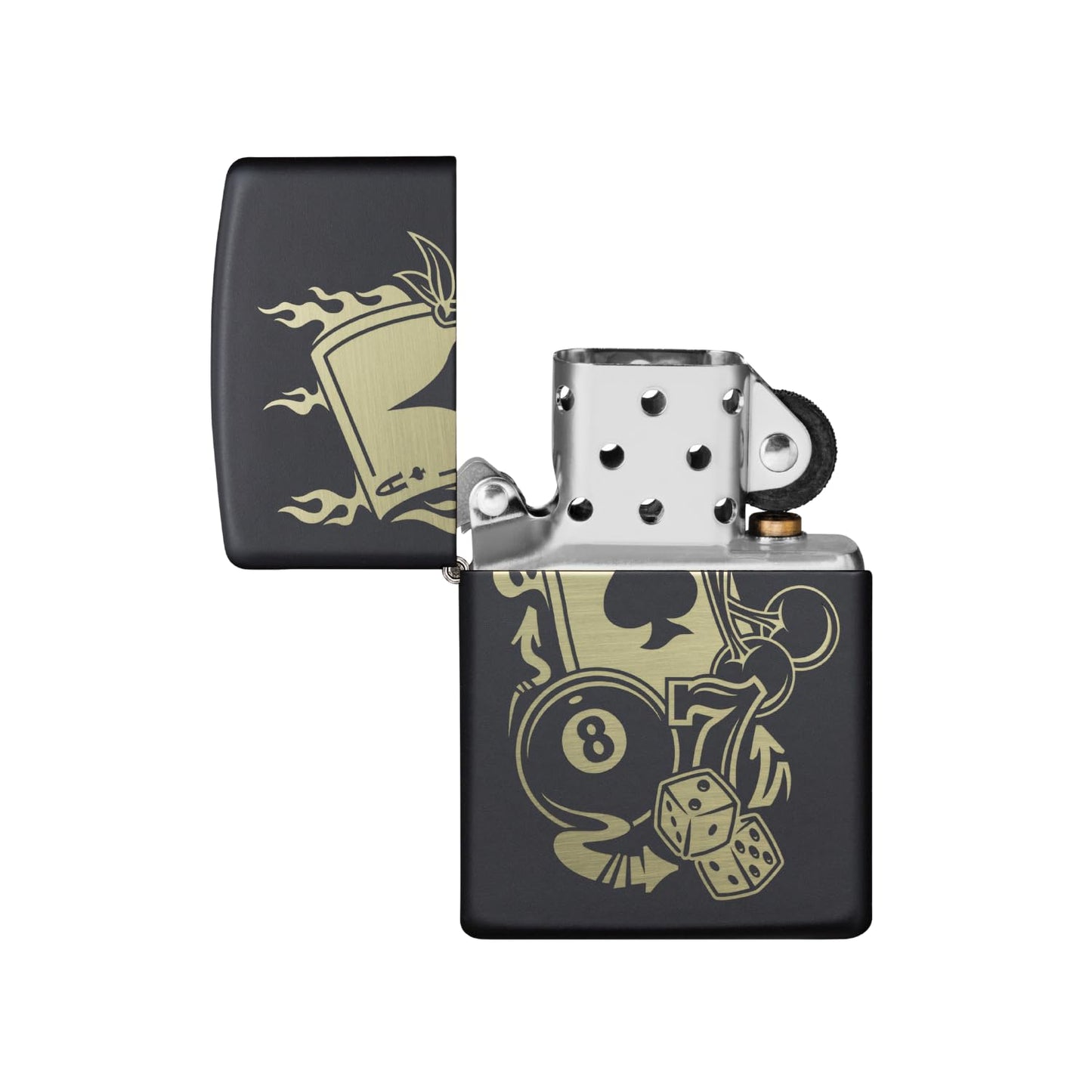 Zippo 49257 Gambling Design Black Matte Windproof Pocket Lighter