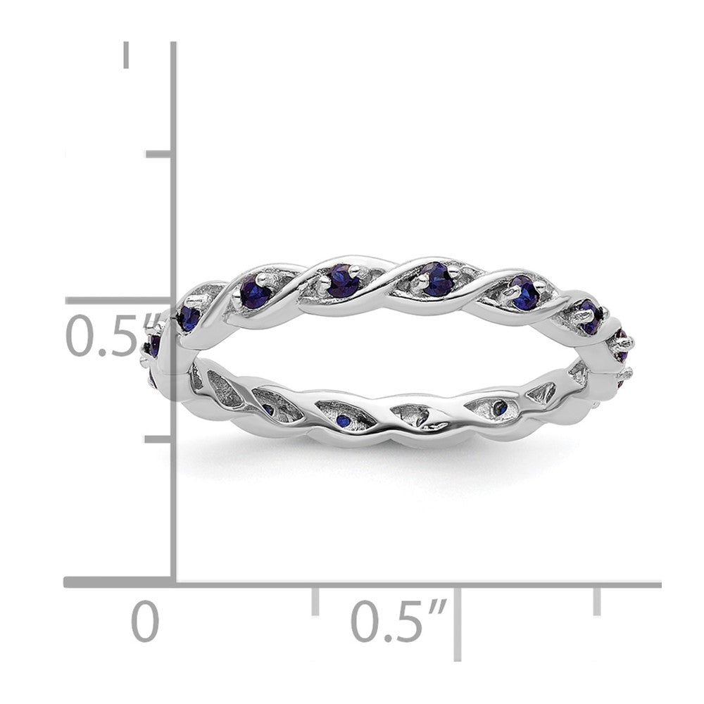 Sterling Silver Stackable Expressions Created Sapphire Ring Size -5