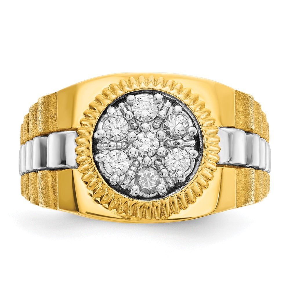 IBGoodman 14k Two-tone Men's Polished Satin and Textured Cluster Ring Mounting