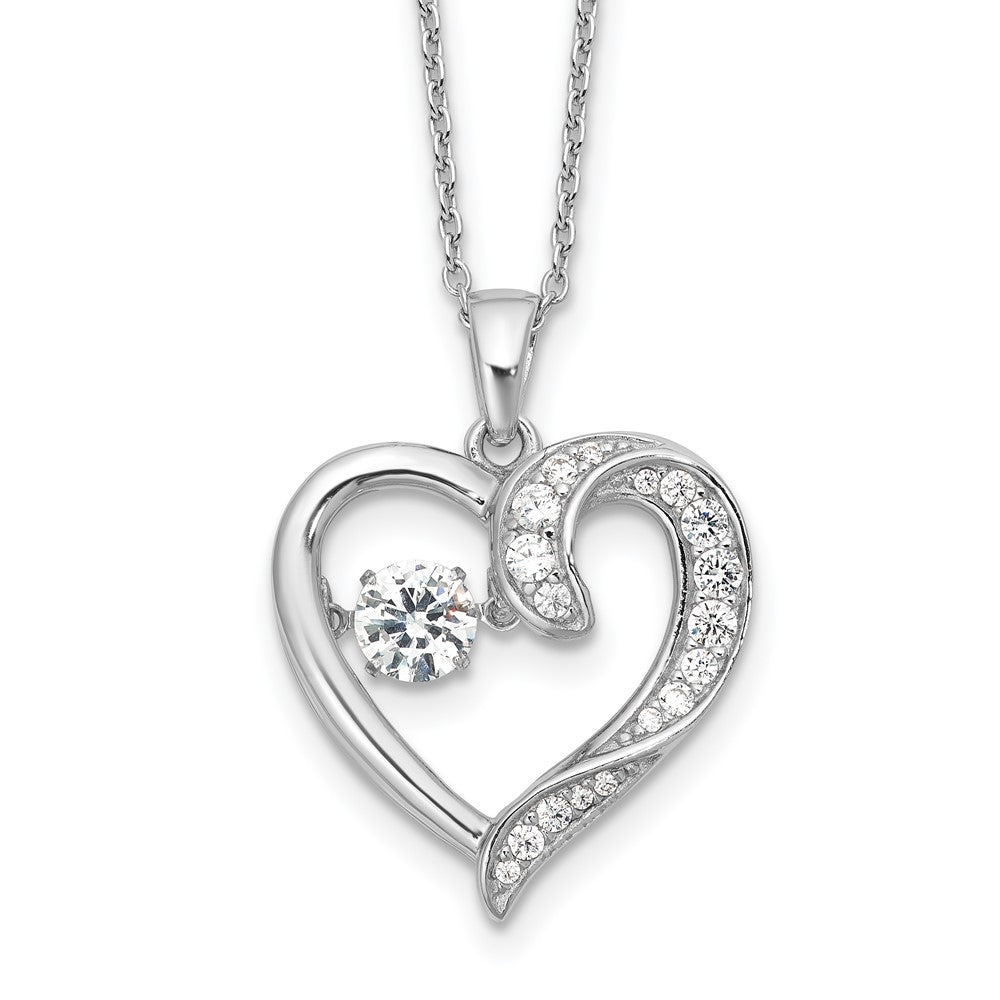 Cheryl M Sterling Silver Rhodium-plated Brilliant-cut Vibrant CZ Heart 18 Inch Necklace with 2 Inch Extender 18 Inches