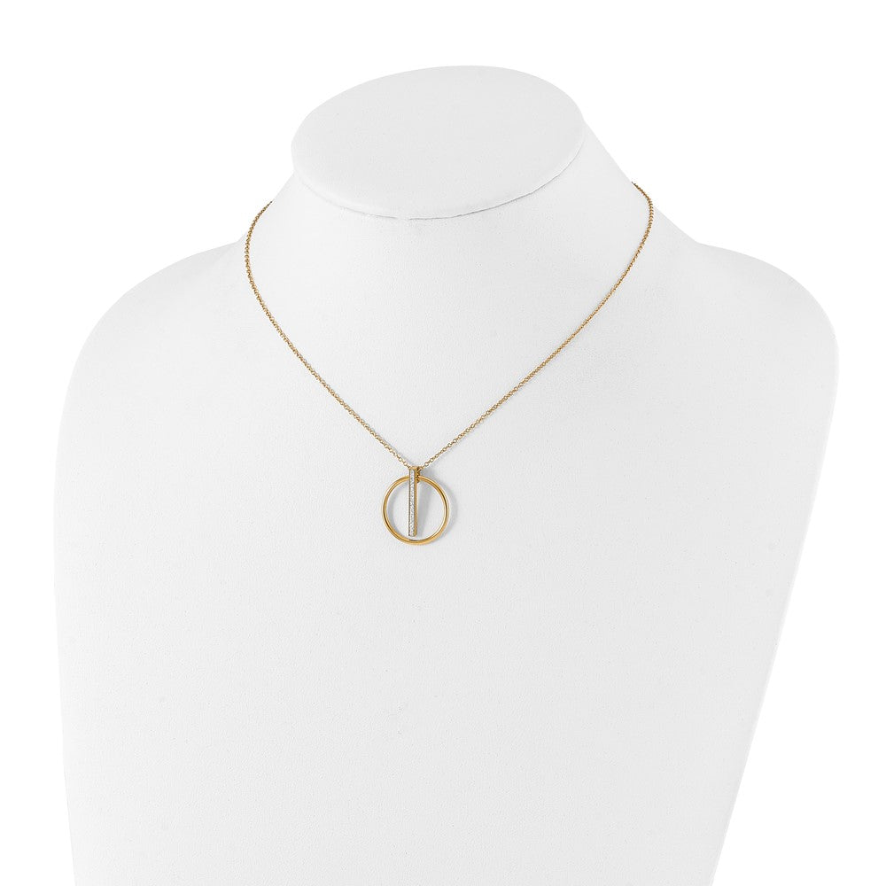 Stainless Steel Polished Yellow IP w/Preciosa Crystal w/2in ext. 16in Neckl