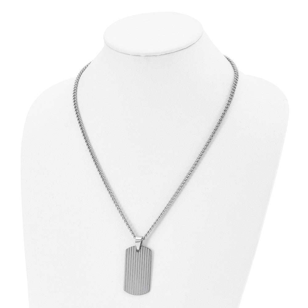 Tungsten Polished Dog Tag 22in Necklace