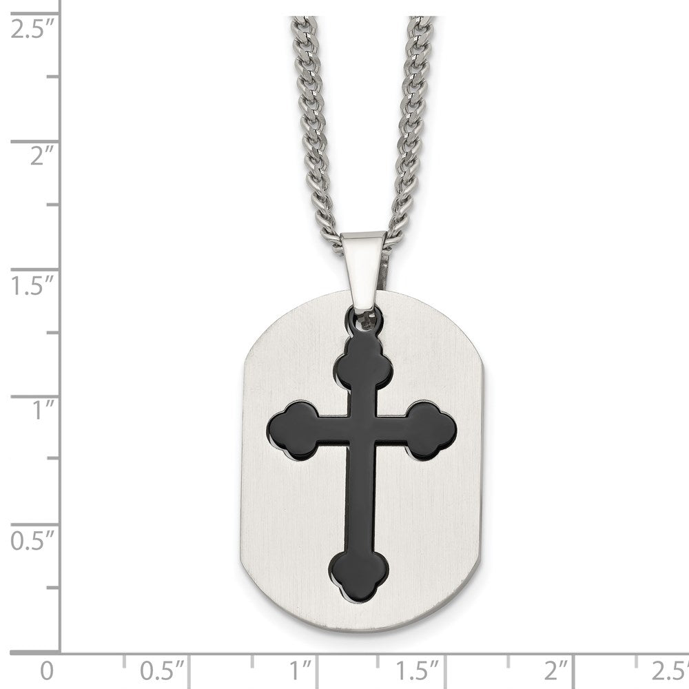 Stainless Steel Brushed & Polished Black IP-plated 2 Piece Cross Necklace