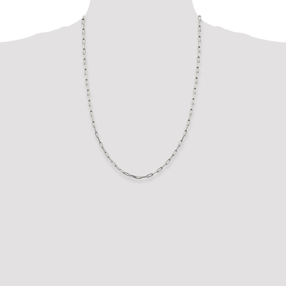 Sterling Silver 3.25mm Elongated Open Link Chain 24 Inches