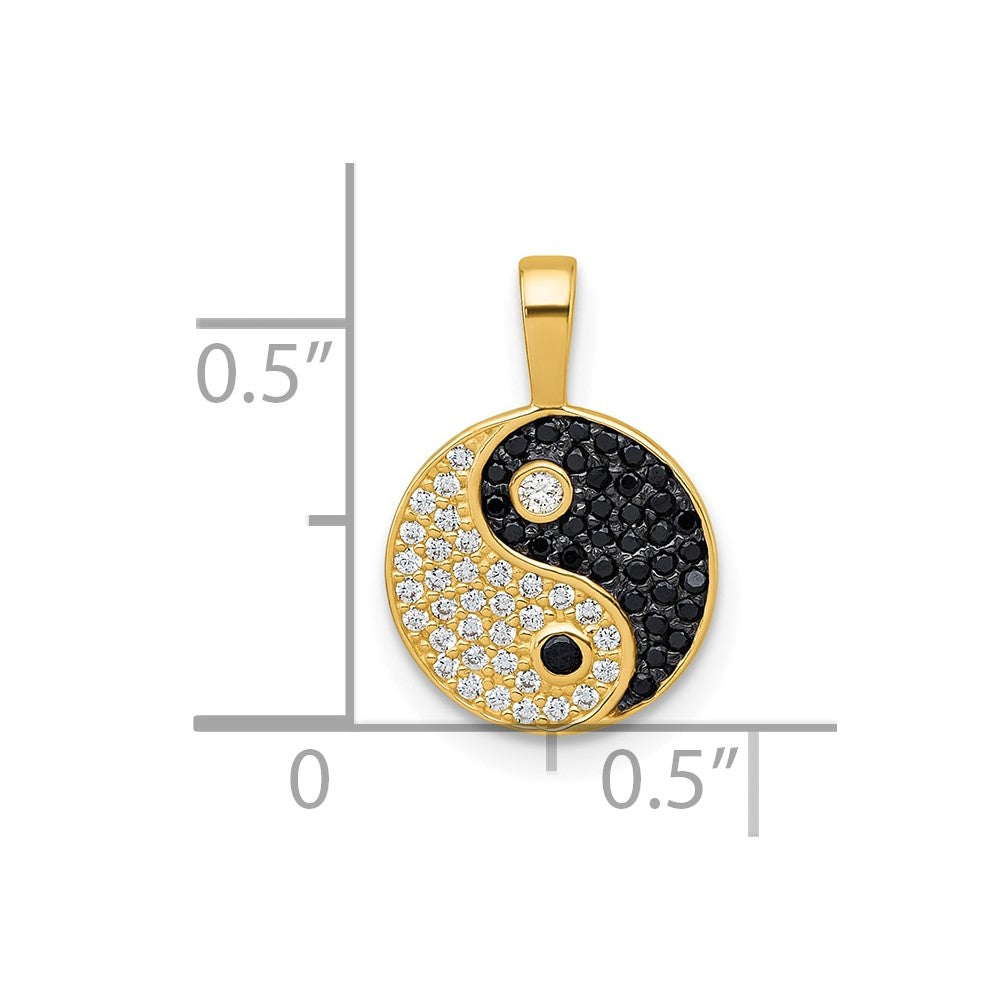 10k Polished Black and White CZ Yin Yang Pendant