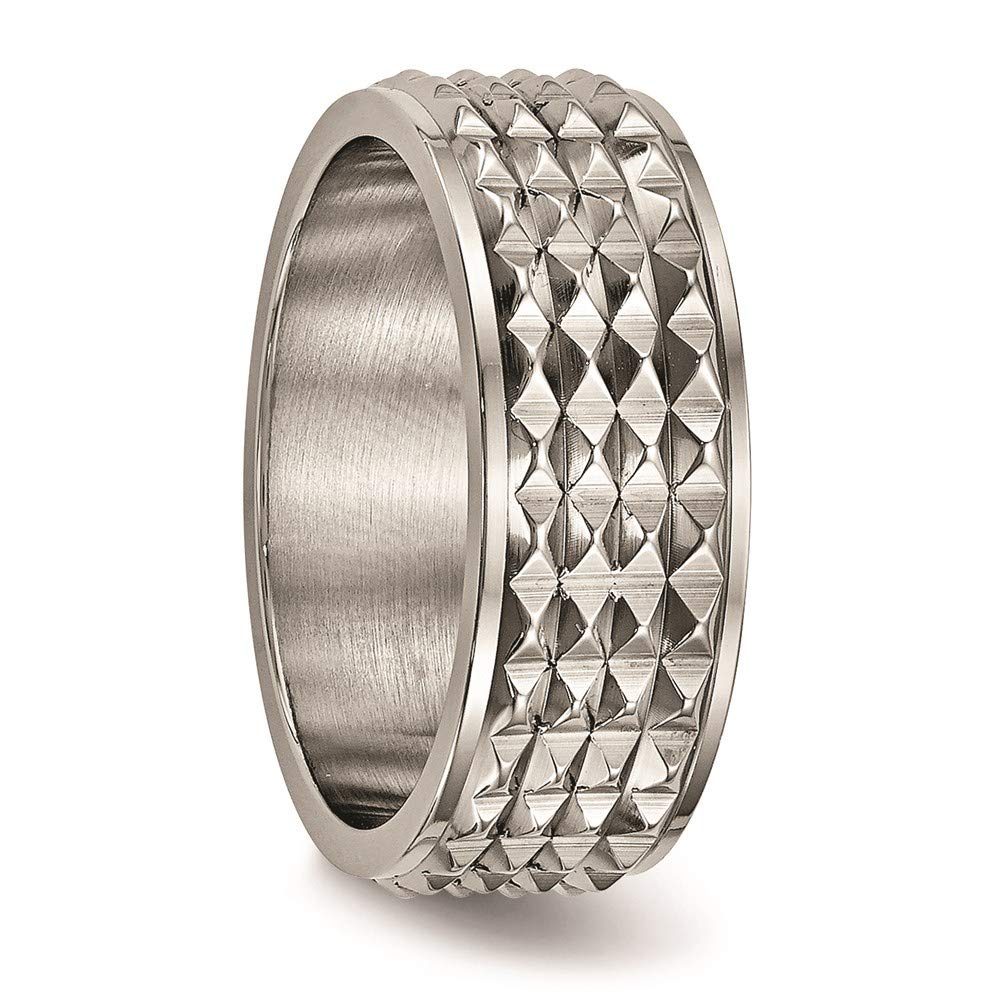 Titanium Polished 8mm Studded Band Size - 7