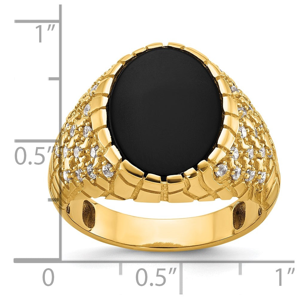 14k IBGoodman Men's Onyx and 1/2 carat Diamond Nugget Complete Ring