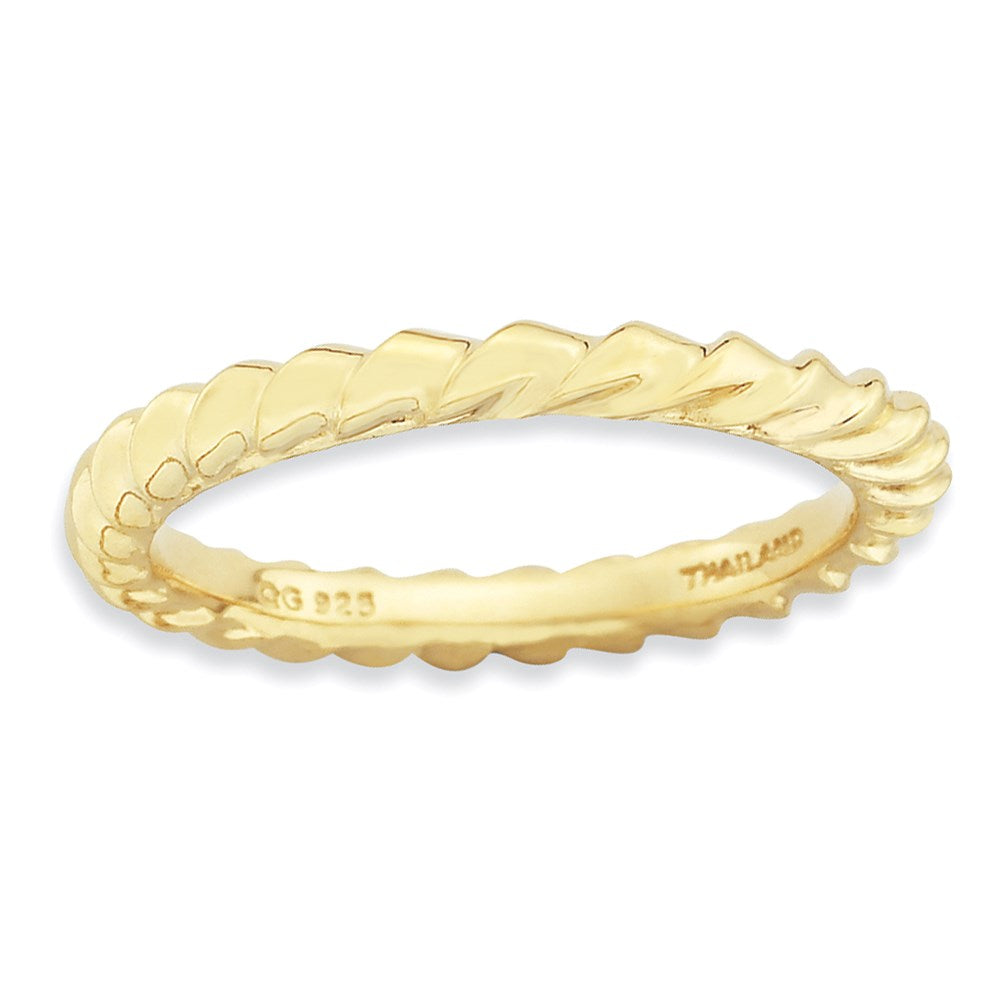 Sterling Silver Stackable Expressions Gold-plated Domed Ring